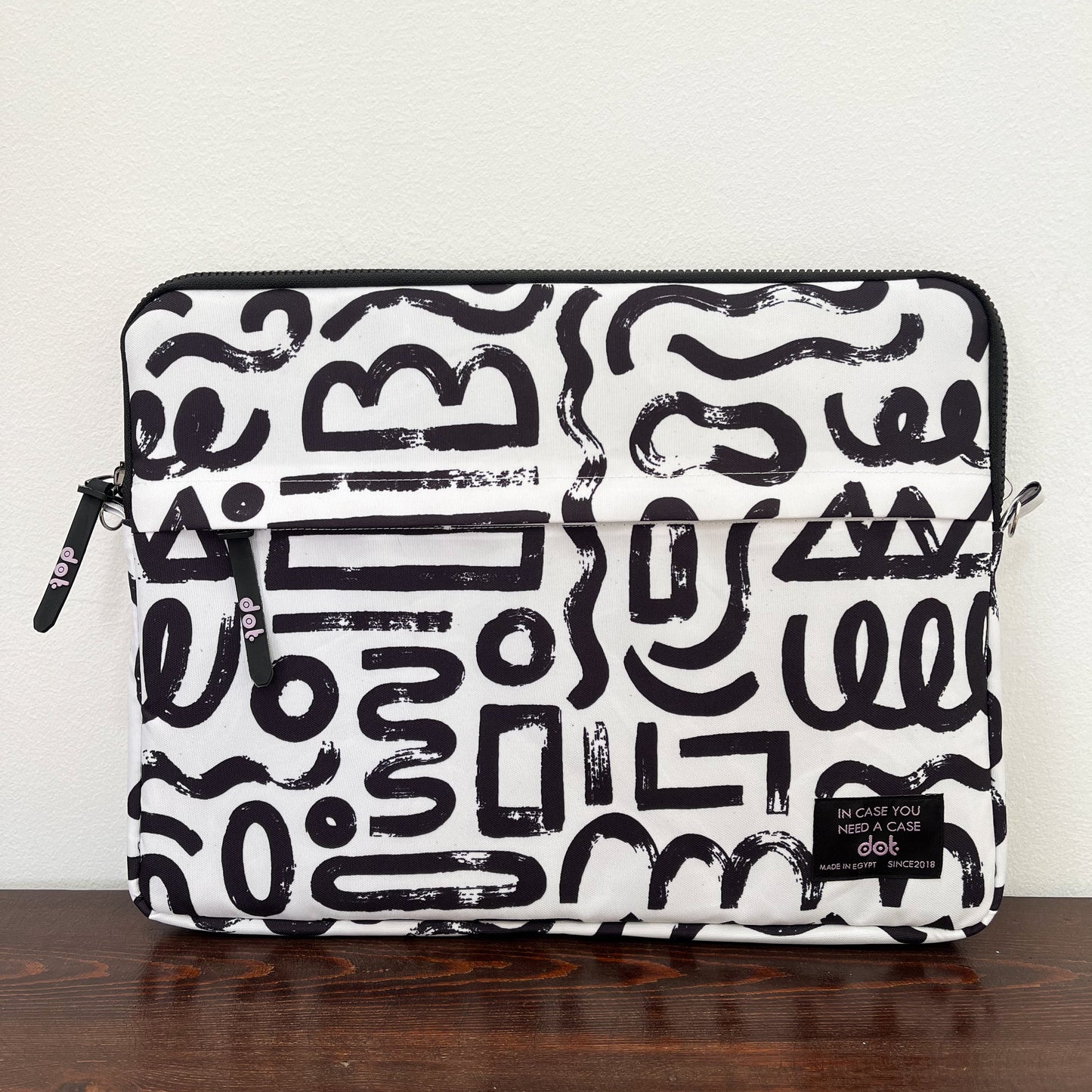 Abstract doodles in charcoal white 15.6 inch Laptop Sleeve
