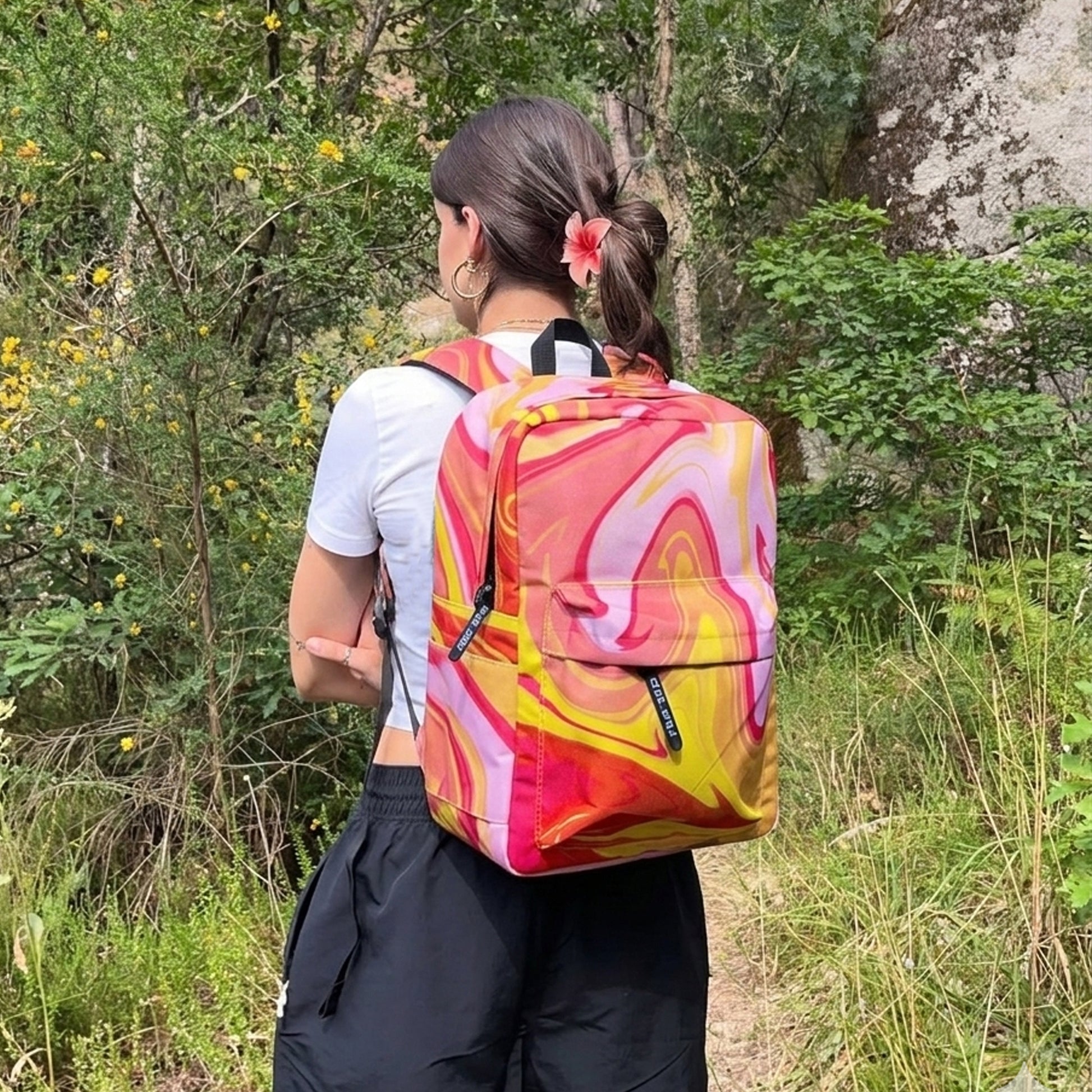 Pink Orange Marble Backpack - dotgallery
