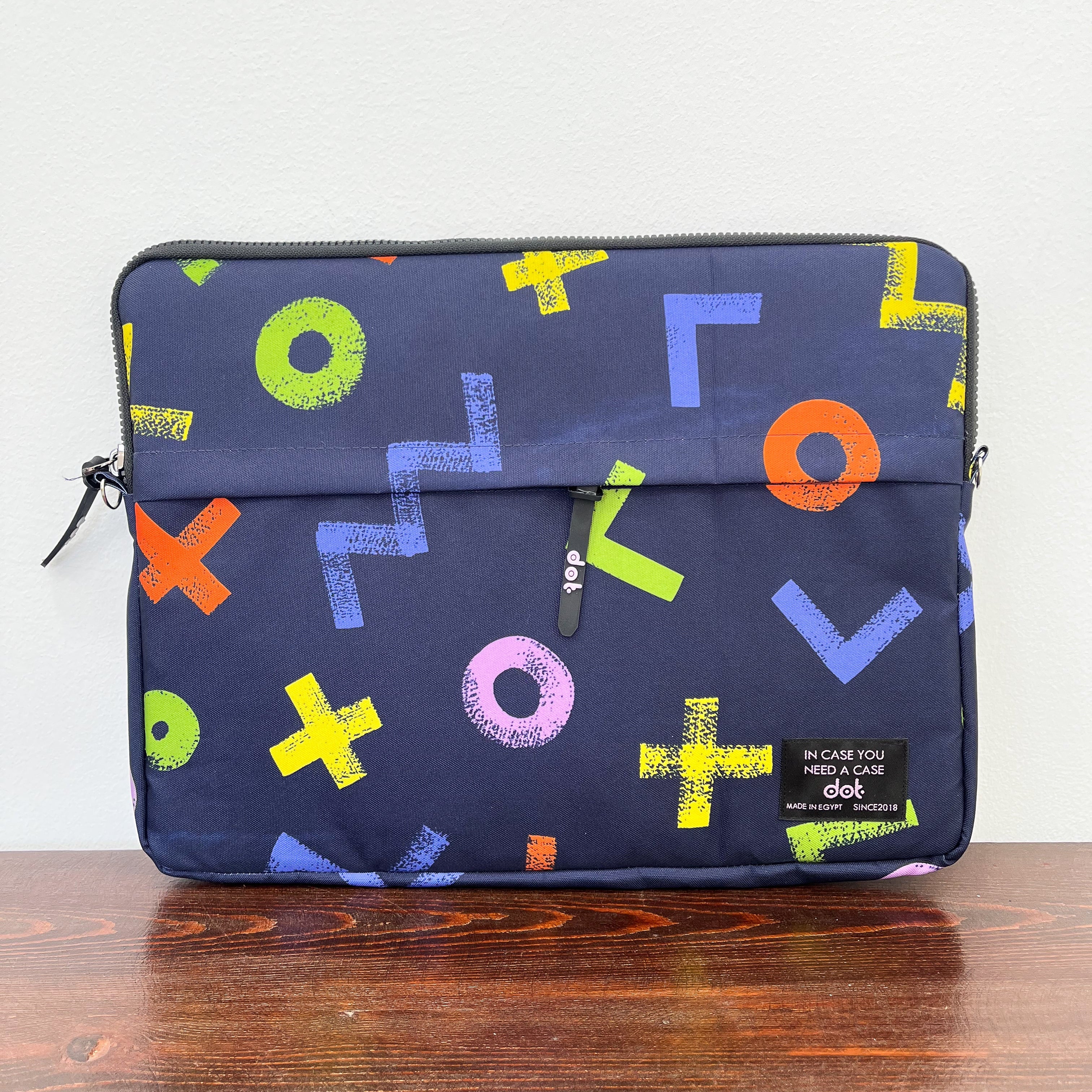 Geometric Scribbles in navy 15.6 inchLaptop Sleeve - dotgallery