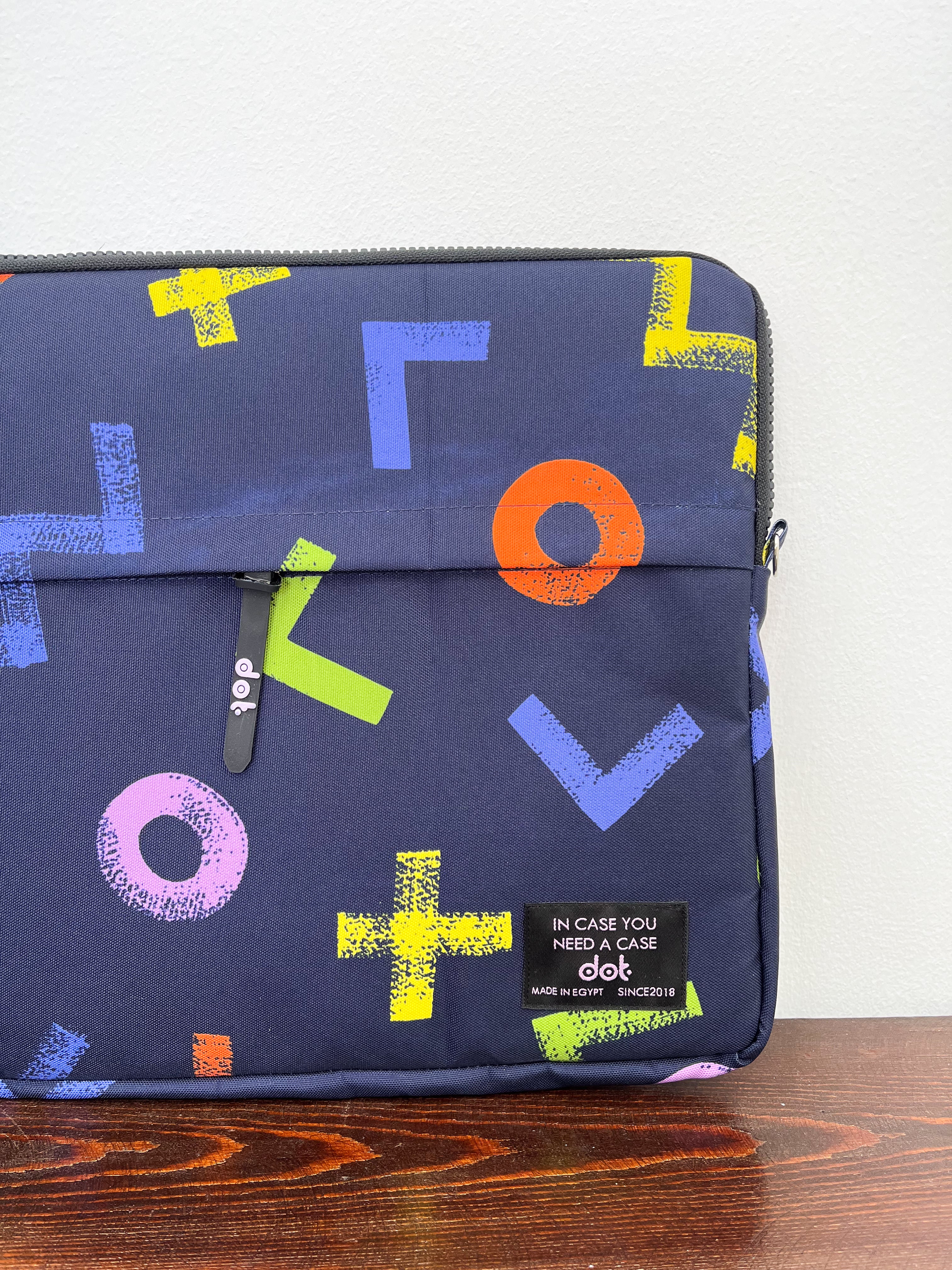 Geometric Scribbles in navy 15.6 inchLaptop Sleeve - dotgallery