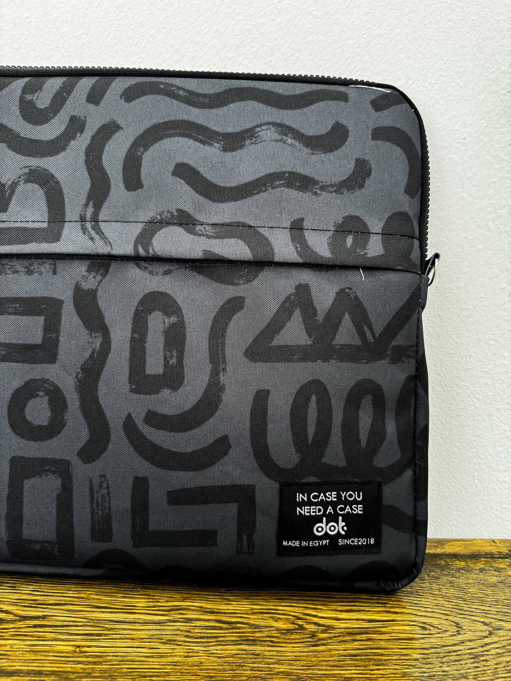 Abstract doodles in charcoal grey  15.6 inch Laptop Sleeve - dotgallery