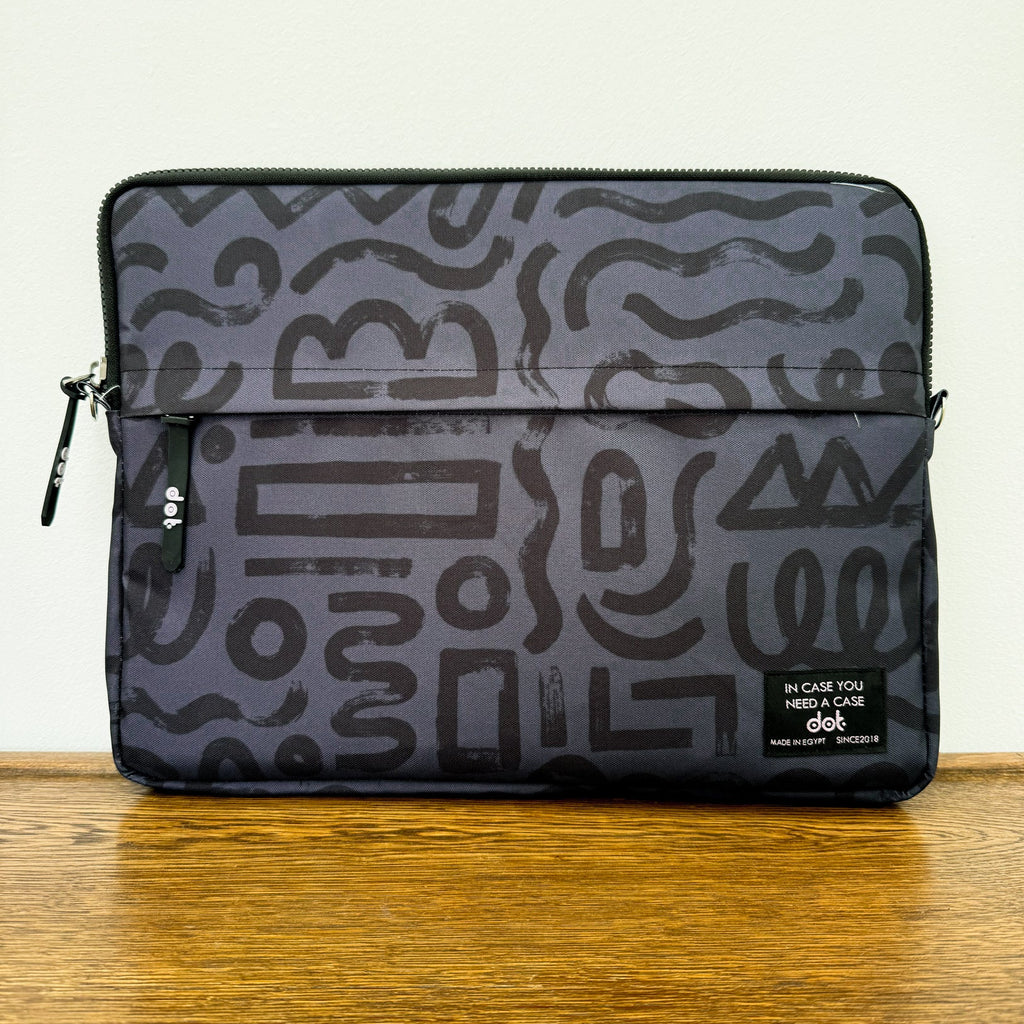 Abstract doodles in charcoal grey  15.6 inch Laptop Sleeve - dotgallery