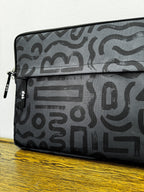 Abstract doodles in charcoal grey  15.6 inch Laptop Sleeve - dotgallery