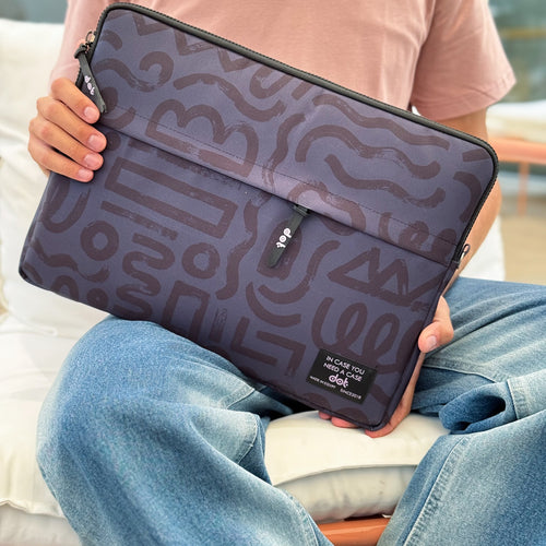 Abstract doodles in charcoal grey  15.6 inch Laptop Sleeve - dotgallery