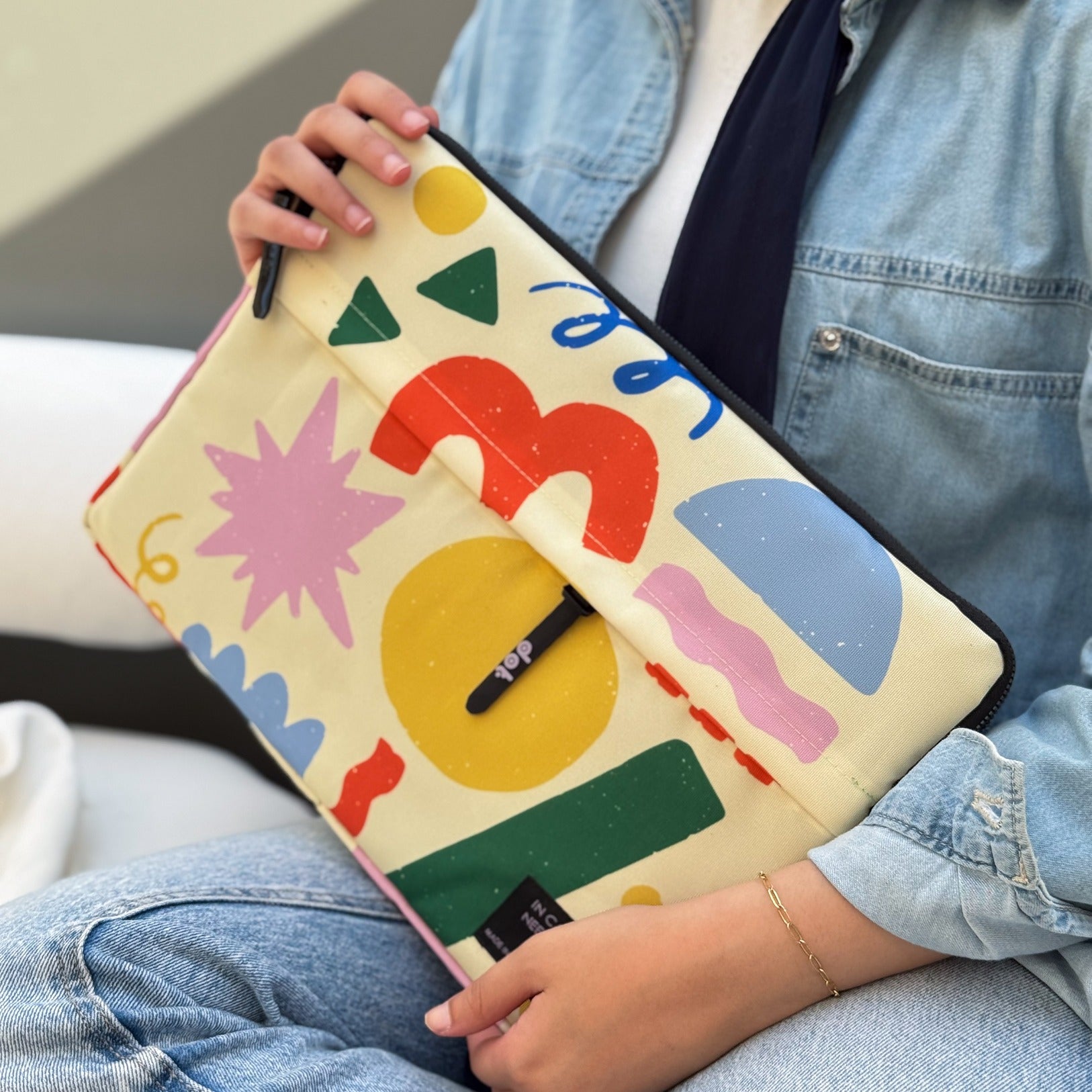 Shape symphony in yellow 13 inch Laptop Sleeve - dotgallery