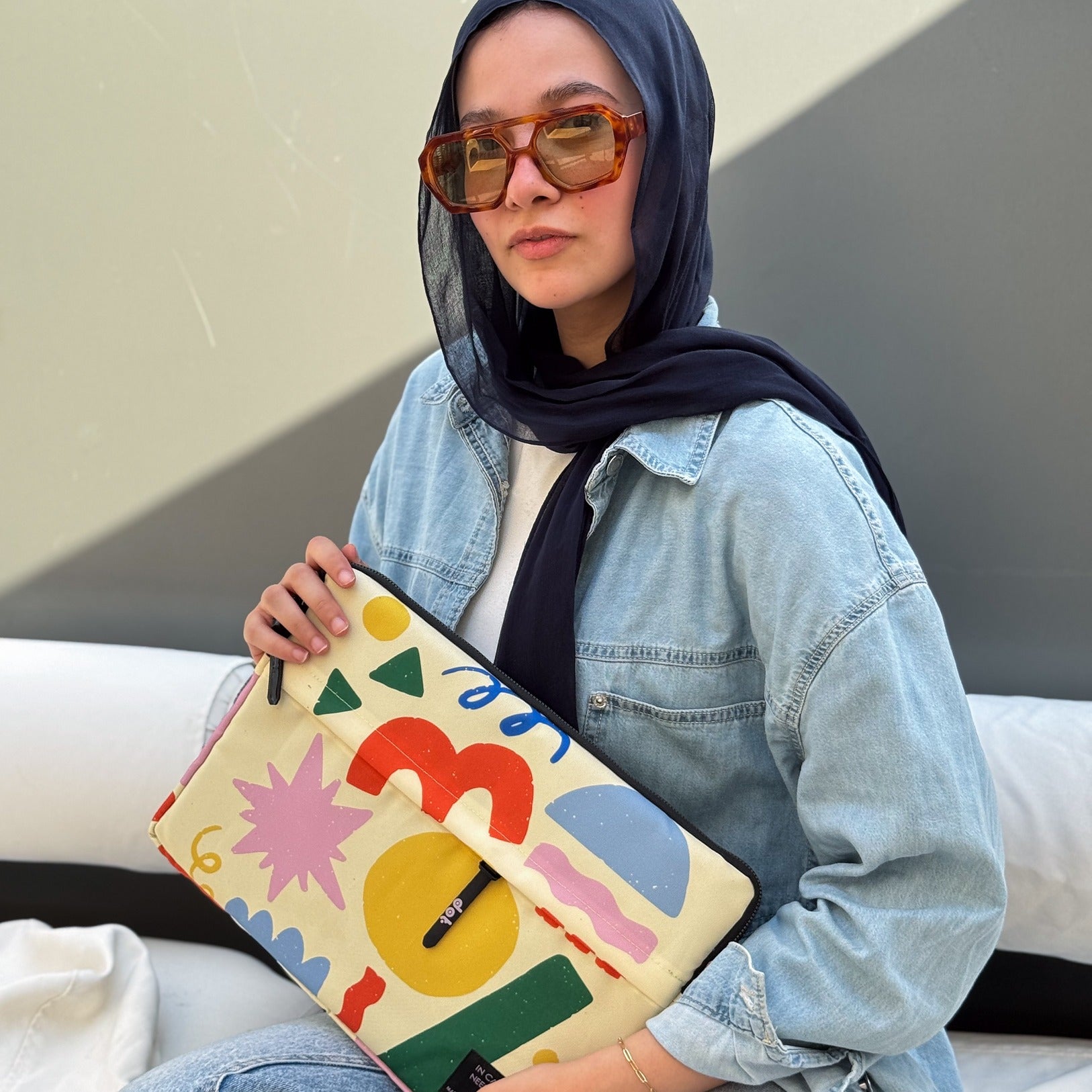 Shape symphony in yellow 13 inch Laptop Sleeve - dotgallery