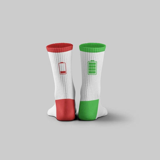 Battery White Socks
