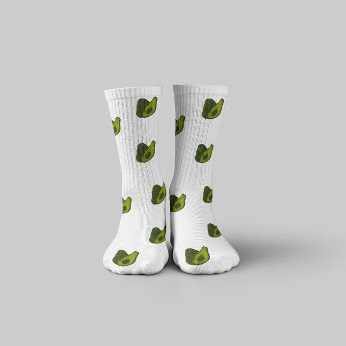 Avocado White Mid Calf Socks - dotgallery