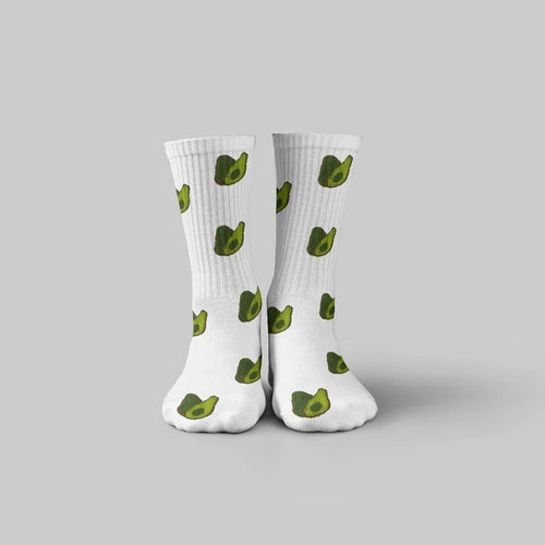 Avocado White Mid Calf Socks - dotgallery
