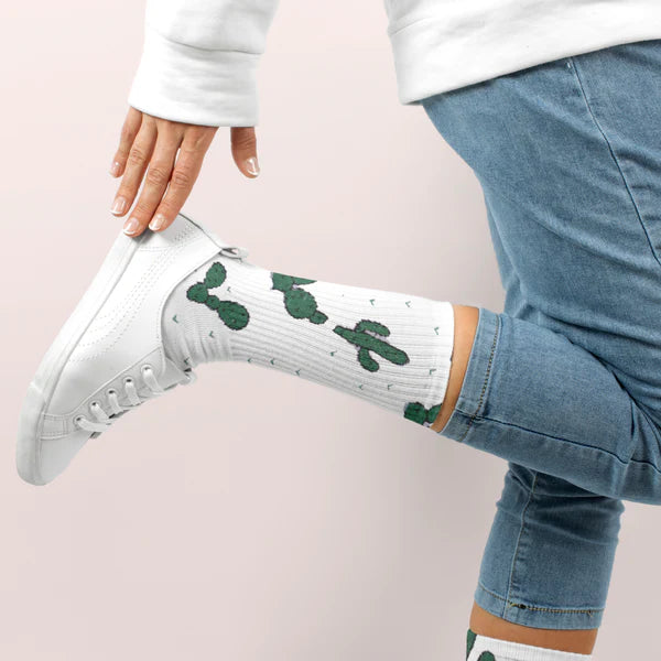 Cactus white Mid Calf socks - dotgallery