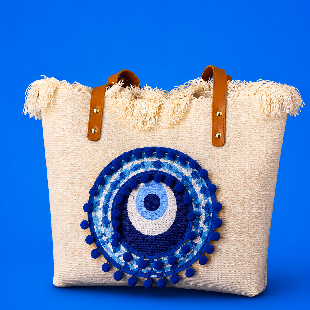 Blue Eye Beach Tote Bag - dotgallery