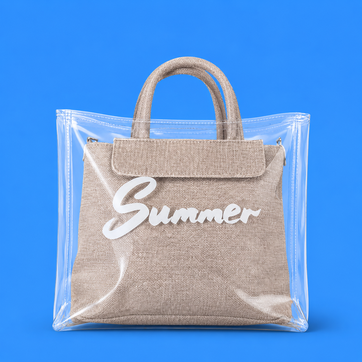 Beige Transparent Summer Tote Bag - dotgallery
