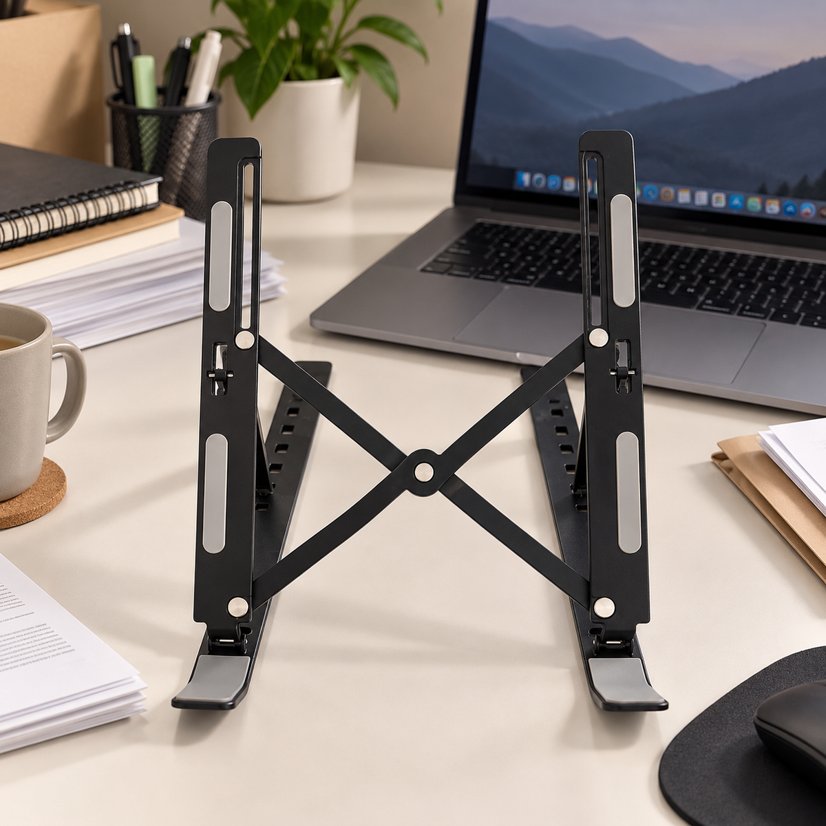 laptop stand metal silver