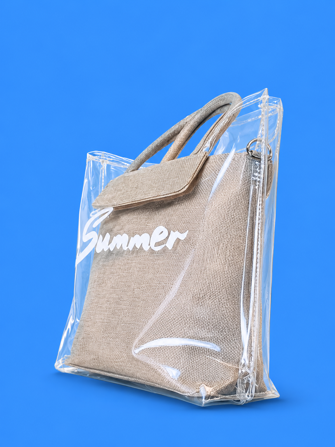 Beige Transparent Summer Tote Bag - dotgallery