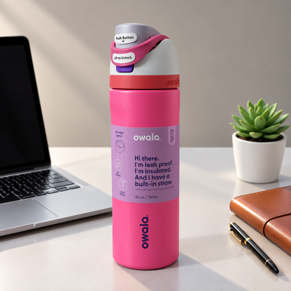 owala fuchia/gery 710 Ml