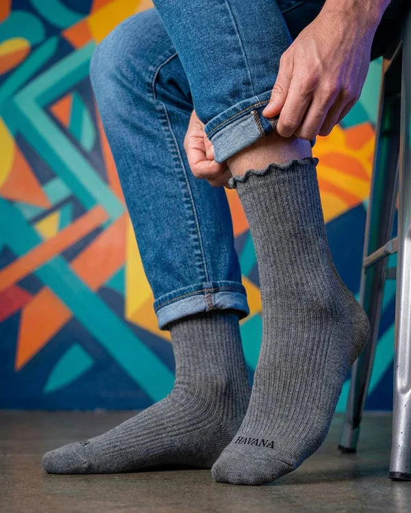 Dark Grey Ripple Socks - dotgallery