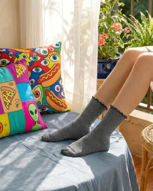 Dark Grey Ripple Socks - dotgallery