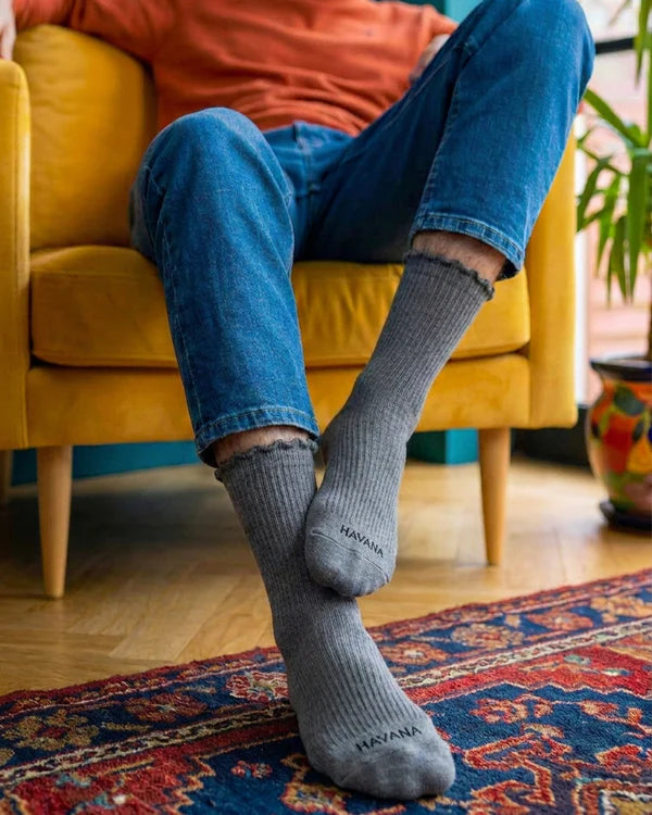 Dark Grey Ripple Socks - dotgallery