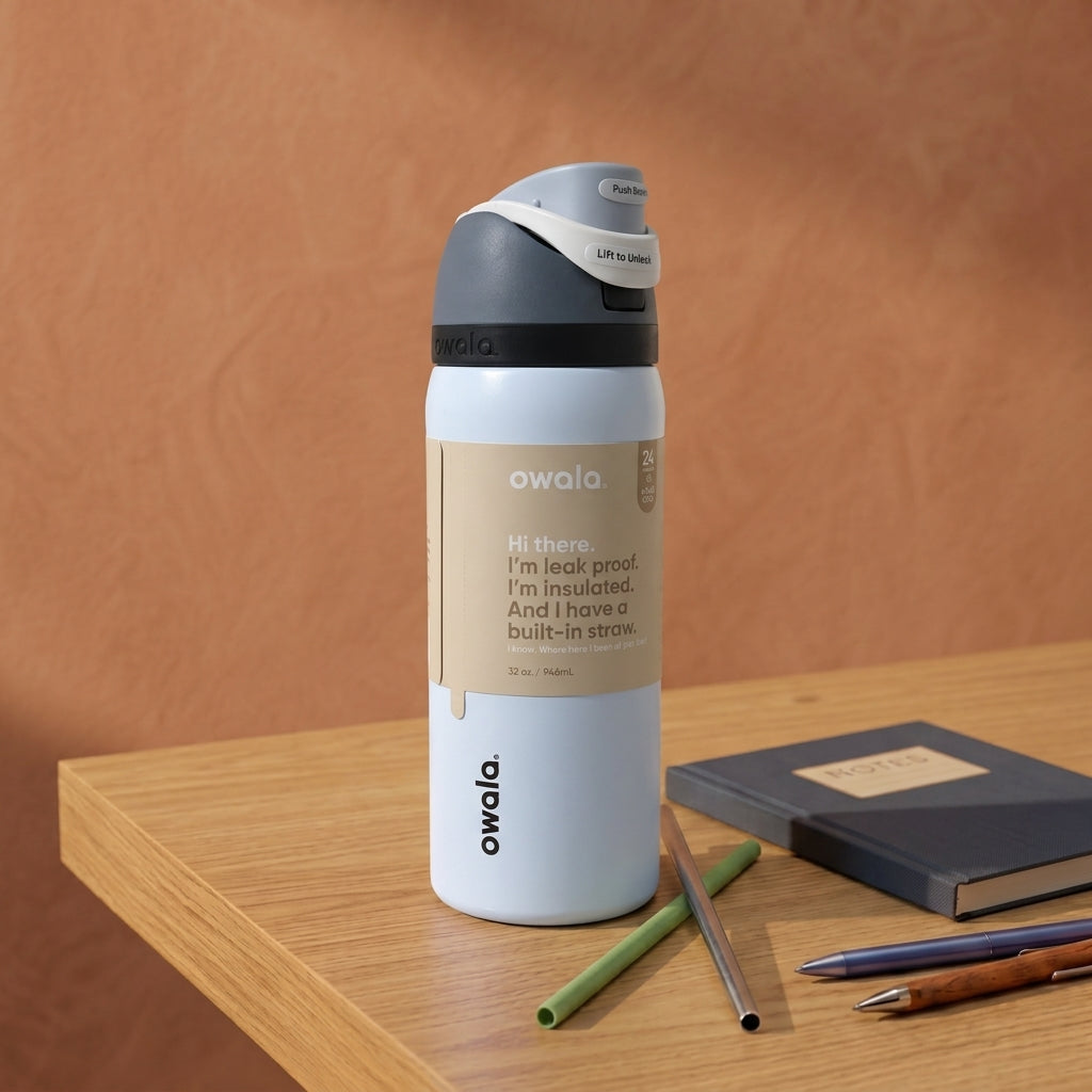 owala white\ grey  1L / 2straw