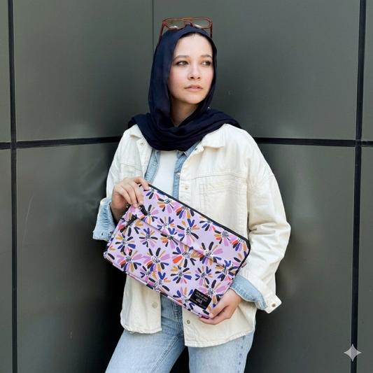 Wildflower in white 13 inch Laptop Sleeve