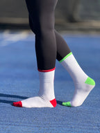 Battery White Mid Calf Socks - dotgallery