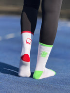 Battery White Mid Calf Socks - dotgallery