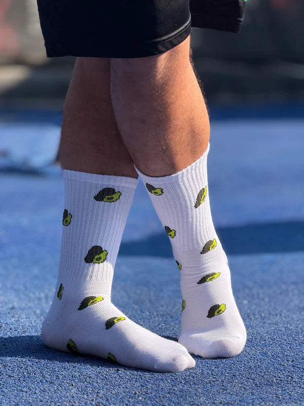 Avocado White Mid Calf Socks - dotgallery