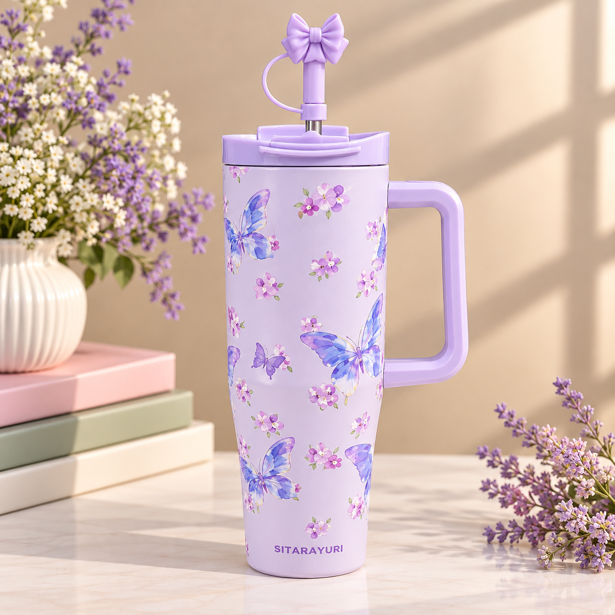 sitarayuri lavender butterflies/flower  mug 1.2L
