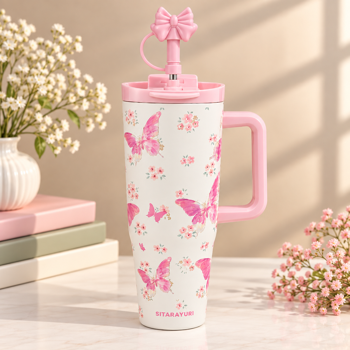 sitarayuri white butterflies  mug 1.2L
