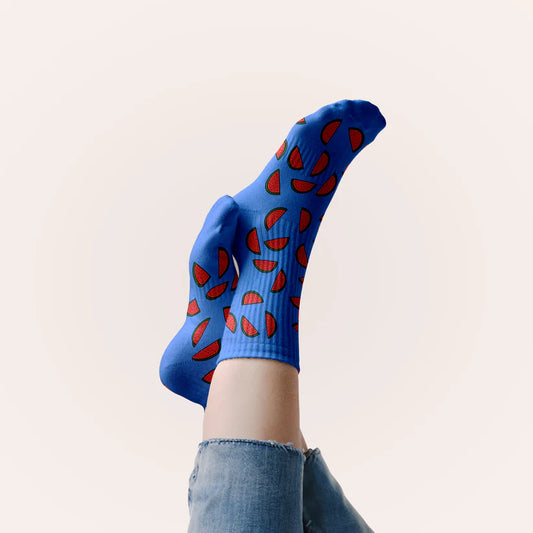 Watermelon Blue socks