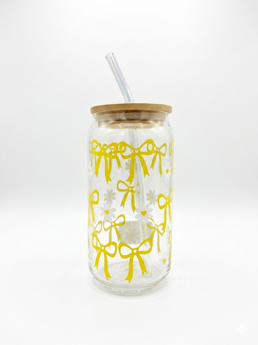Yellow Bow Iced Coffee Cup