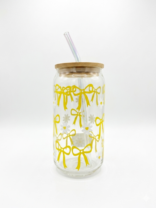 Yellow Bow Iced Coffee Cup