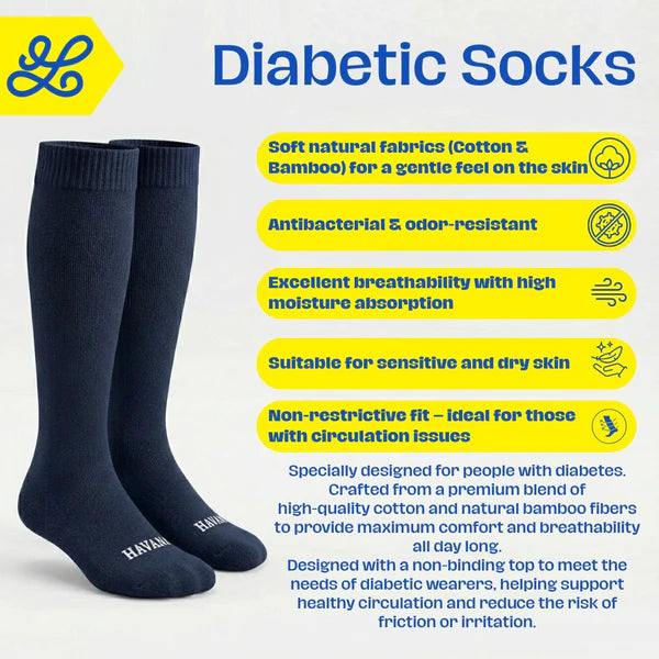 Diabetic Navy Mid Calf Socks - dotgallery